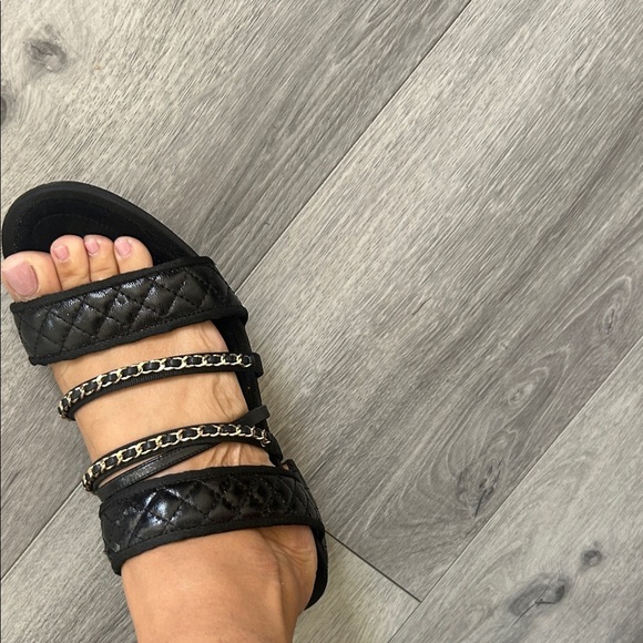 CHANEL Black Quilted Mules with Chain Detail - Picture 14 of 14